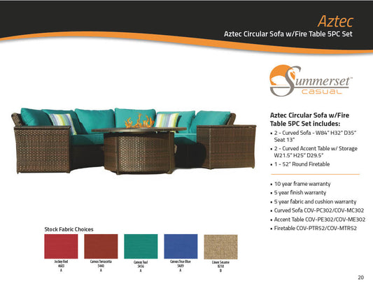 Athena Circular Sofa w/ Fire Table 5PC Set