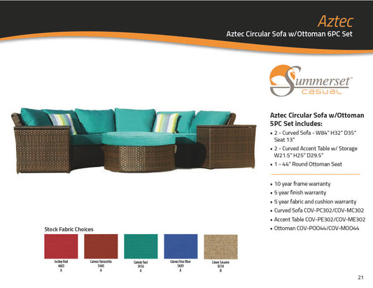 Aztec Circular Sofa w/ Ottoman 6PC Set