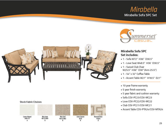 Mirabella Sofa 5PC Set