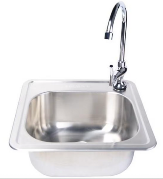 15 X 15 Outdoor Rated Stainless Steel Sink With Cold Water Faucet