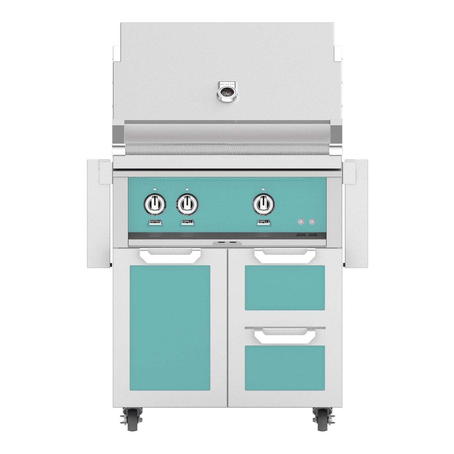 Hestan 30-in Natural Gas Grill w/ Sear Burner & Rotisserie On Double Drawer & Door Tower Cart - Bora Bora - Image 1
