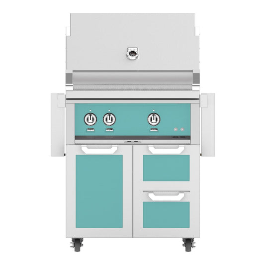 Hestan 30-in Natural Gas Grill w/ Sear Burner & Rotisserie On Double Drawer & Door Tower Cart - Bora Bora - Image 1