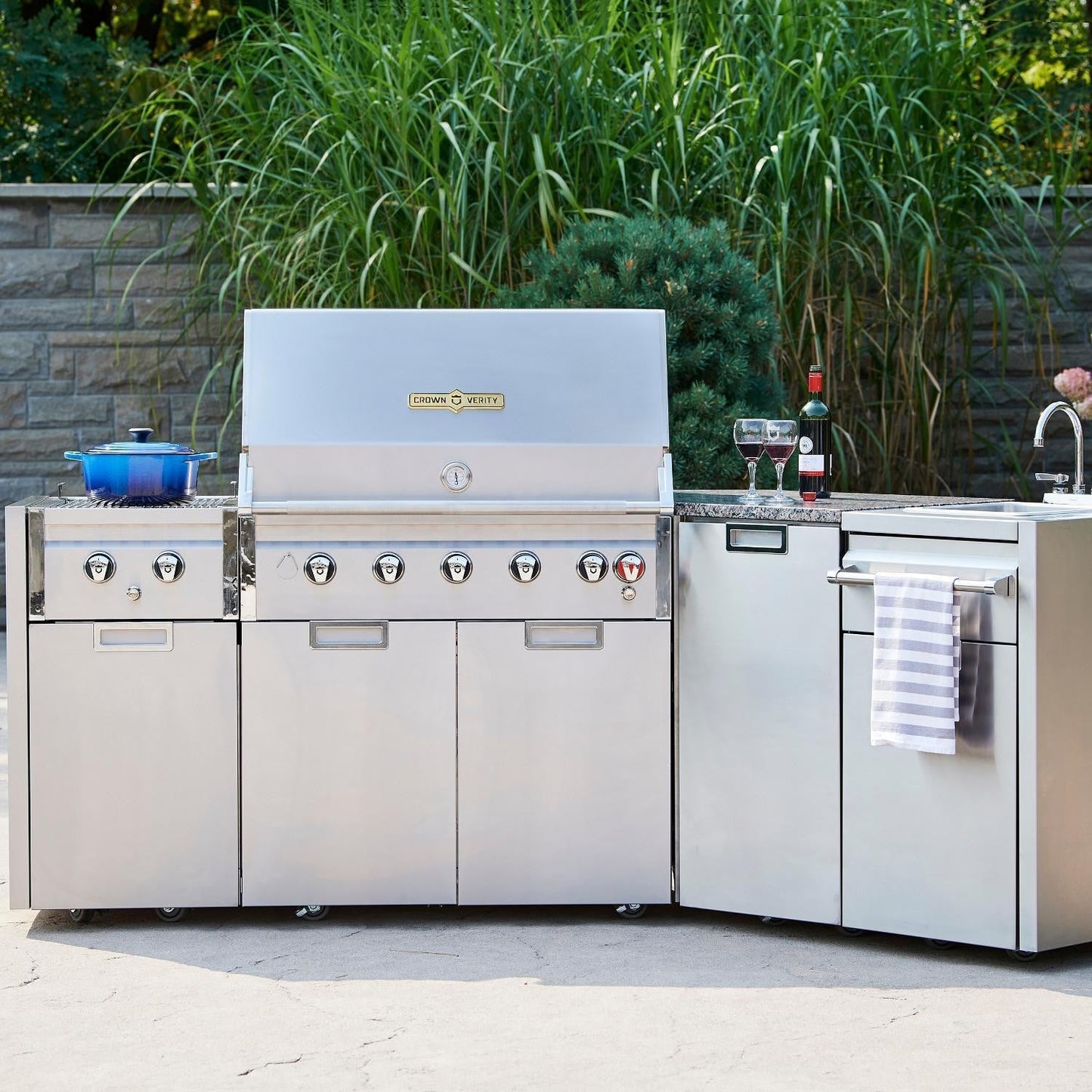 Crown Verity Infinite Series 36-Inch Natural Gas Grill Modular Island Bundle W/Storage Cabinet W/Cutting Board, & Sideburner - IGM36NG - Image 6