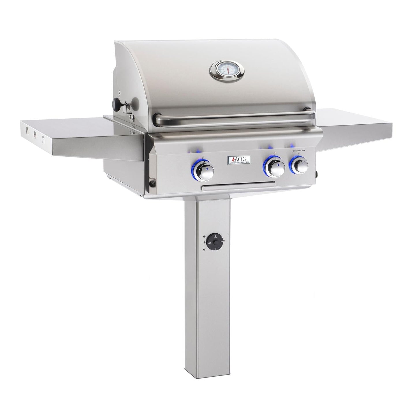 American Outdoor Grill L-Series 24-Inch 2-Burner Propane Gas Grill On In-Ground Post With Rotisserie - 24PGL - Image 1