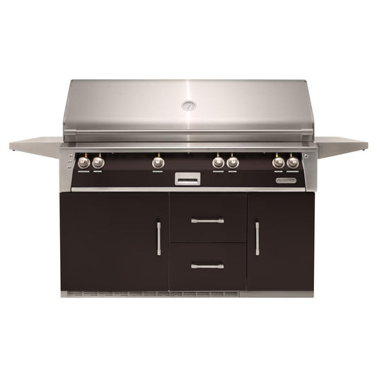 Alfresco ALXE 56-Inch Freestanding Natural Gas All Grill On Refrigerated Cart With Sear Zone And Rotisserie in Jet Black Matte - ALXE-56BFGR-NG-SM9005 - Image 1