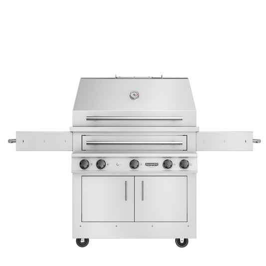 Kalamazoo K750HT Hybrid Fire Three Burner Marine Grade Freestanding Natural Gas Grill W/ Two Meat & One Plancha Grill Surface Grates - Image 1