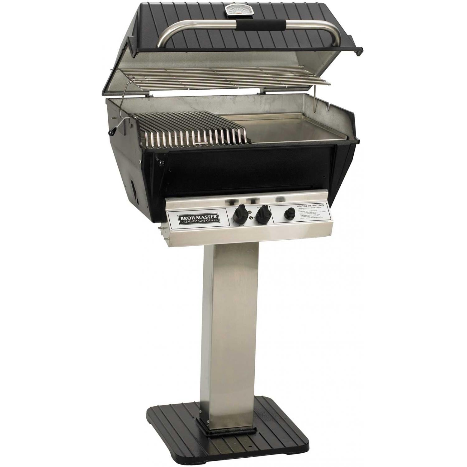 Broilmaster P3-SX Super Premium Propane Gas Grill On Stainless Steel Patio Post - Image 1