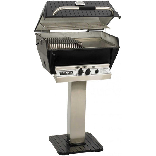 Broilmaster P3-SX Super Premium Propane Gas Grill On Stainless Steel Patio Post - Image 1