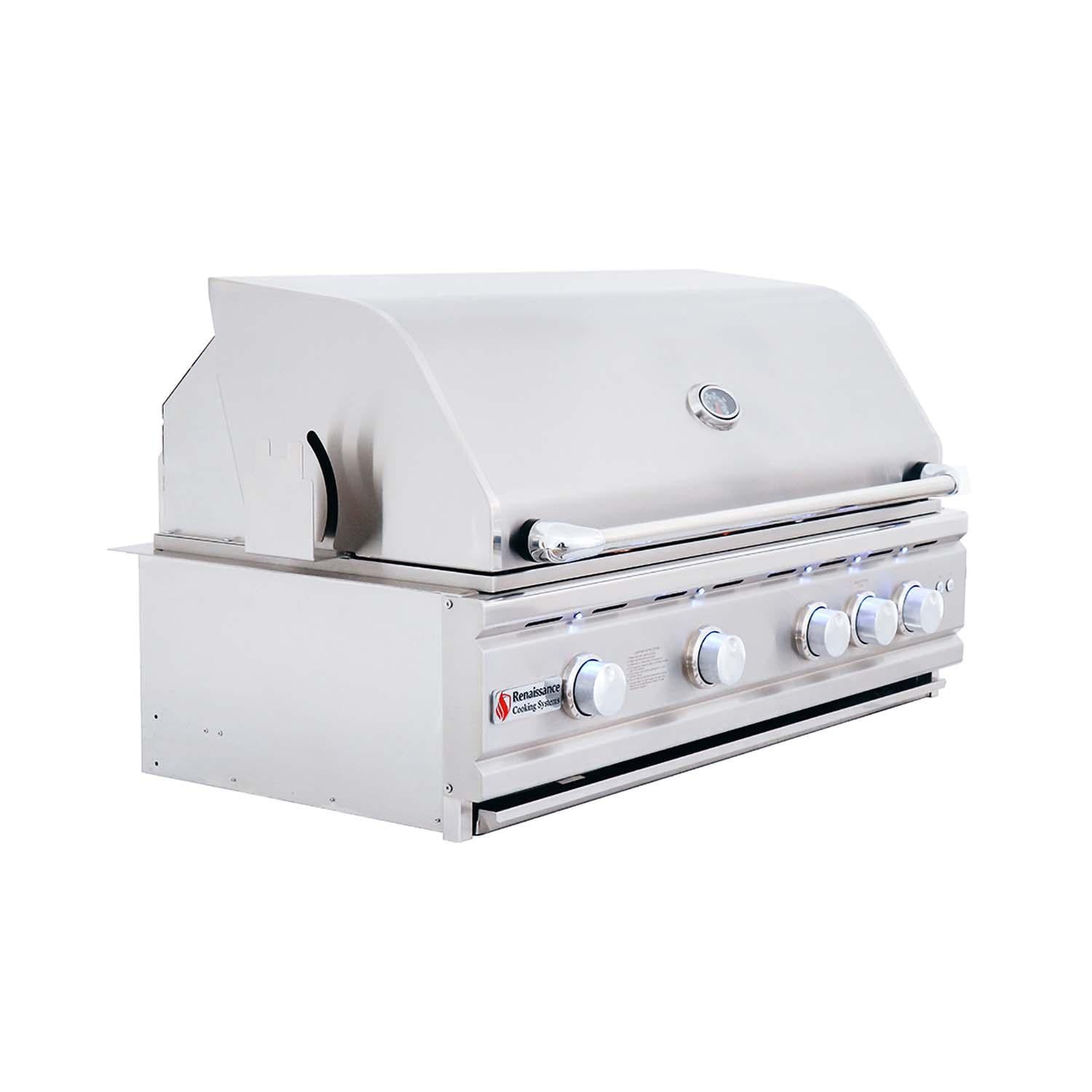 RCS Cutlass Pro 38 Inch Built-In Natural Gas Grill w/ Ceramic Briquette Tray Flame Tamers - RON38B - Image 7