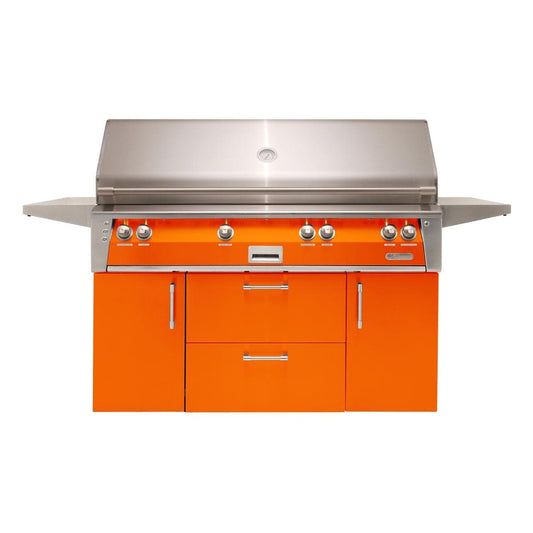 Alfresco ALXE 56-Inch Freestanding Natural Gas All Grill With Sear Zone And Rotisserie in Luminous Orange - ALXE-56BFGC-NG-S2005 - Image 1