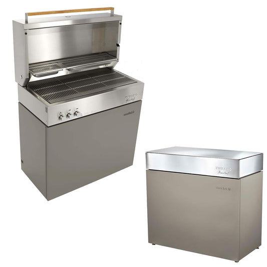 Flammkraft Model D Freestanding Grill & Model M Prep Center Module - Taupe - 1029541 - Image 1