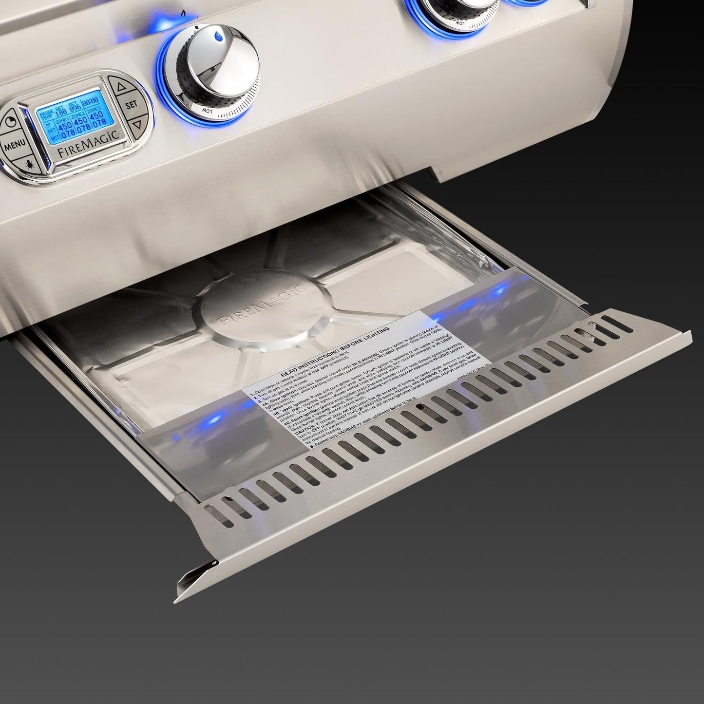 Fire Magic Echelon Diamond E790I 36-Inch Built-In Propane Gas Grill W/ One Infrared Burner, Magic View Window, Rotisserie, & Digital Thermometer - E790I-8L1P-W
