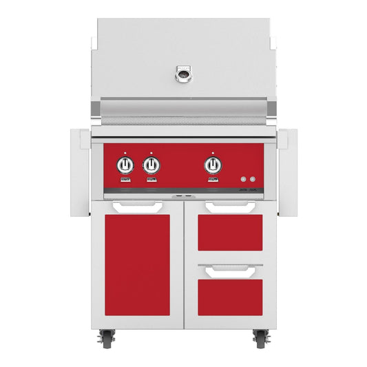 Hestan 30-Inch Propane Gas Grill W/ Sear Burner & Rotisserie On Double Drawer & Door Tower Cart - Matador - GMBR30-LP-RD - Image 1