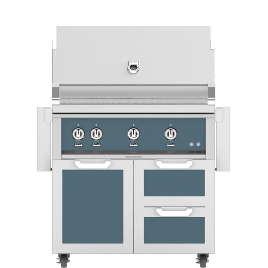 Hestan 36-Inch Propane Gas Grill W/ Rotisserie On Double Drawer & Door Tower Cart - Pacific Fog - GABR36-LP-GG - Image 1