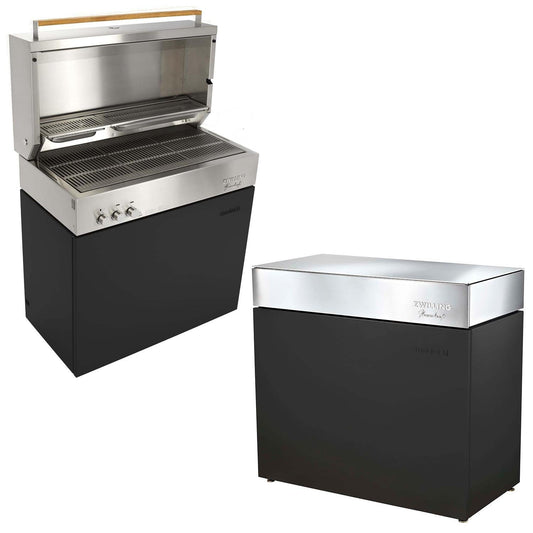 Flammkraft Model D Freestanding Grill & Model M Prep Center Module - Ivory Black - Image 1