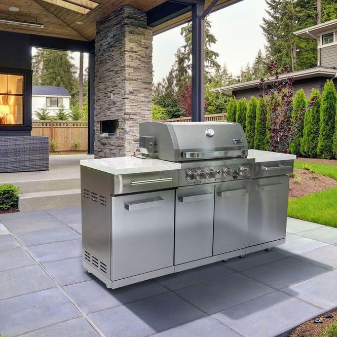 Mont Alpi Compact Series 6 Ft Natural Gas Outdoor Kitchen Island in Stainless Steel - MA-957RS - Image 2