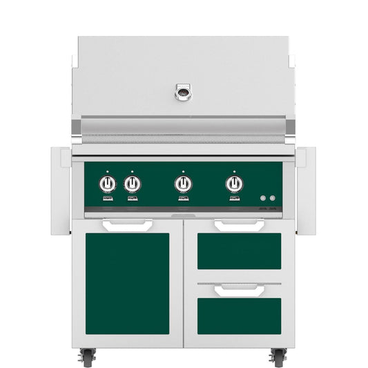 Hestan 36-Inch Propane Gas Grill W/ Rotisserie On Double Drawer & Door Tower Cart - Grove - GABR36-LP-GR - Image 1