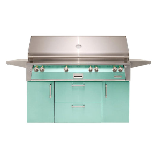 Alfresco ALXE 56-Inch Freestanding Natural Gas All Grill With Sear Zone And Rotisserie in Light Green - ALXE-56BFGC-NG-S6027 - Image 1