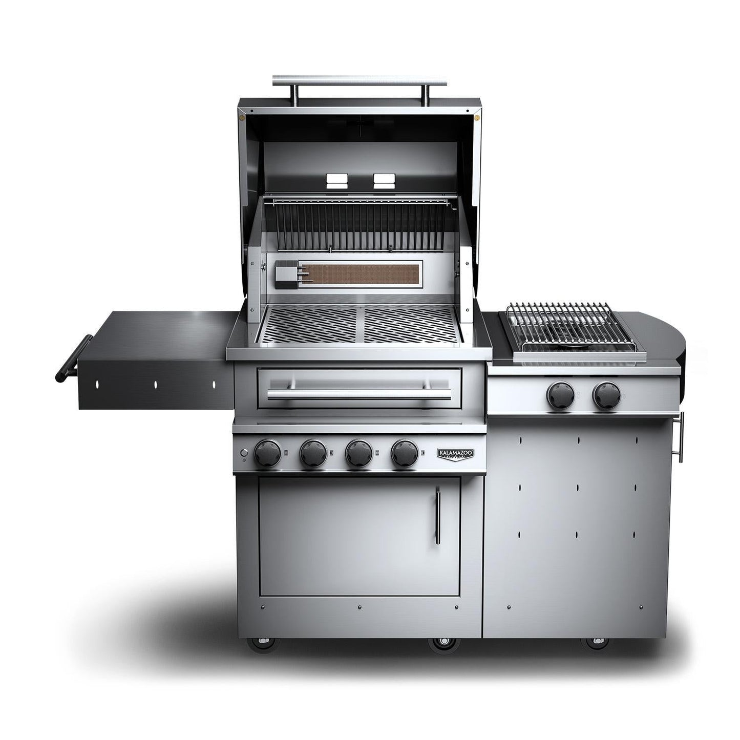 Kalamazoo K500HS Freestanding Hybrid Fire Grill w/ Side Burner - 30 lb Propane Cylinder - K500HS-2-2-NA-LP30-S4