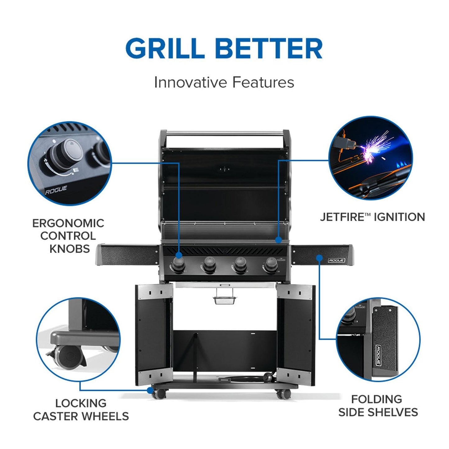 Napoleon Rogue 525 4-Burner Propane Grill  - Black - R525PK-2-SS - Image 4