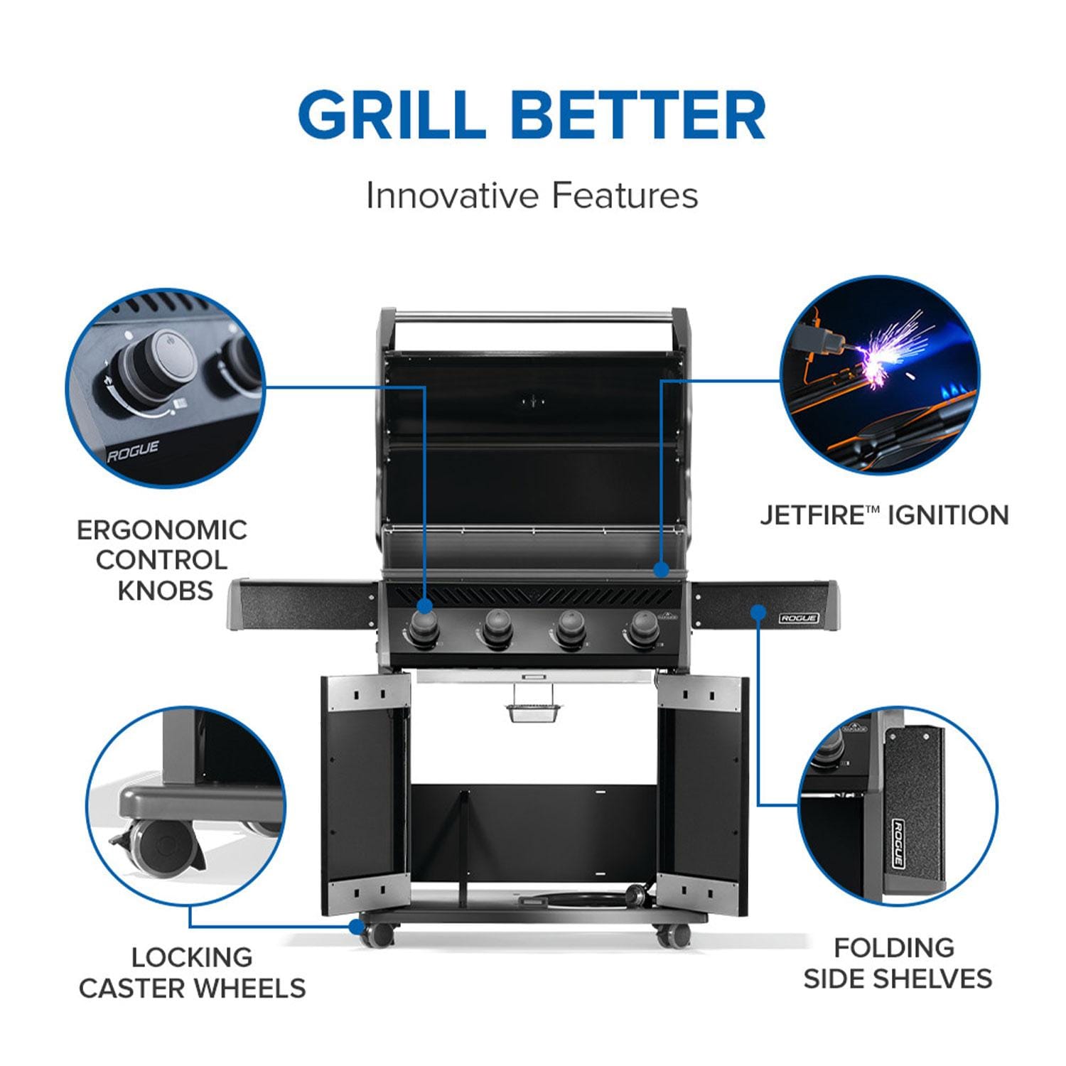 Napoleon Rogue 525 4-Burner Propane Grill  - Black - R525PK-2-SS - Image 4