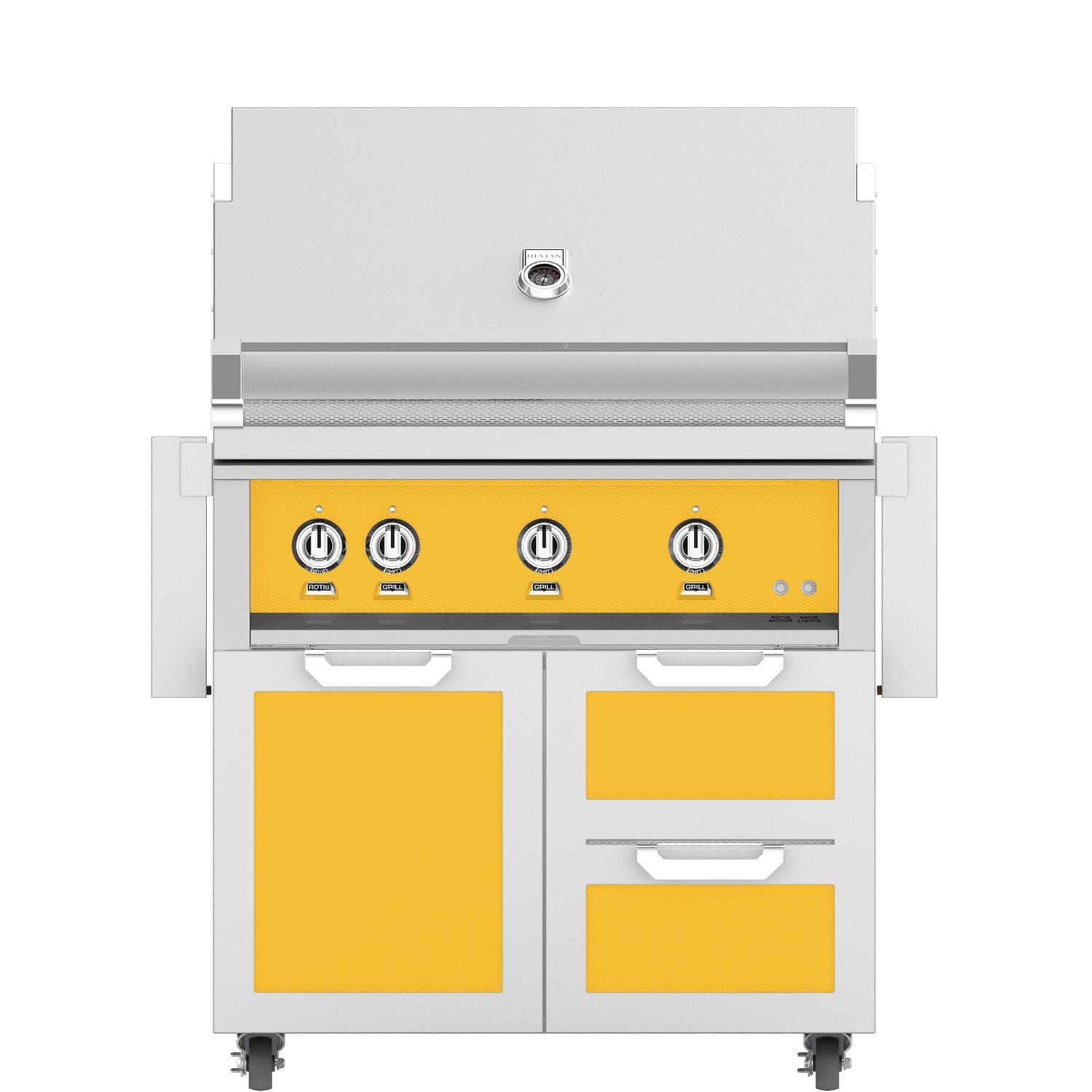 Hestan 36-in Natural Gas Grill w/ Rotisserie On Double Drawer & Door Tower Cart - Sol - Image 1