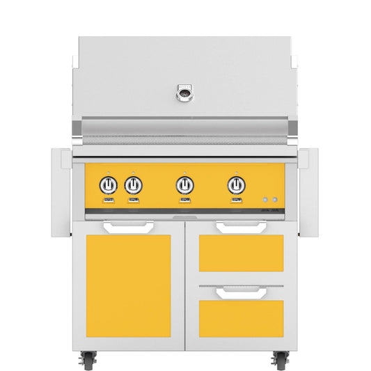 Hestan 36-in Natural Gas Grill w/ Rotisserie On Double Drawer & Door Tower Cart - Sol - Image 1