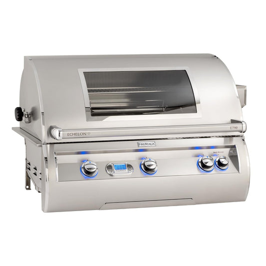 Fire Magic Echelon Diamond E790I 36-Inch Built-In Propane Gas Grill W/ One Infrared Burner, Magic View Window, Rotisserie, & Digital Thermometer - E790I-8L1P-W - Image 1