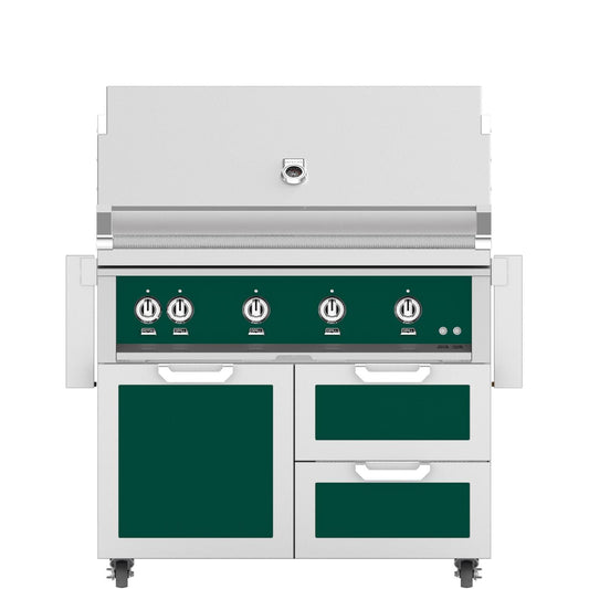 Hestan 42-Inch Natural Gas Grill W/ Sear Burner & Rotisserie On Double Drawer & Door Tower Cart - Grove - GMBR42-NG-GR - Image 1