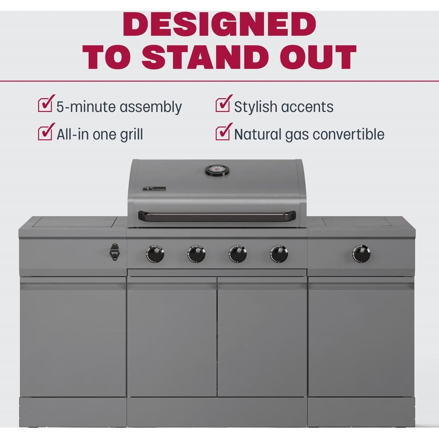 TYTUS Fresno Series 5-Burner Propane Island Grill in Gunmetal Gray  - TDT-021-0101 - Image 9
