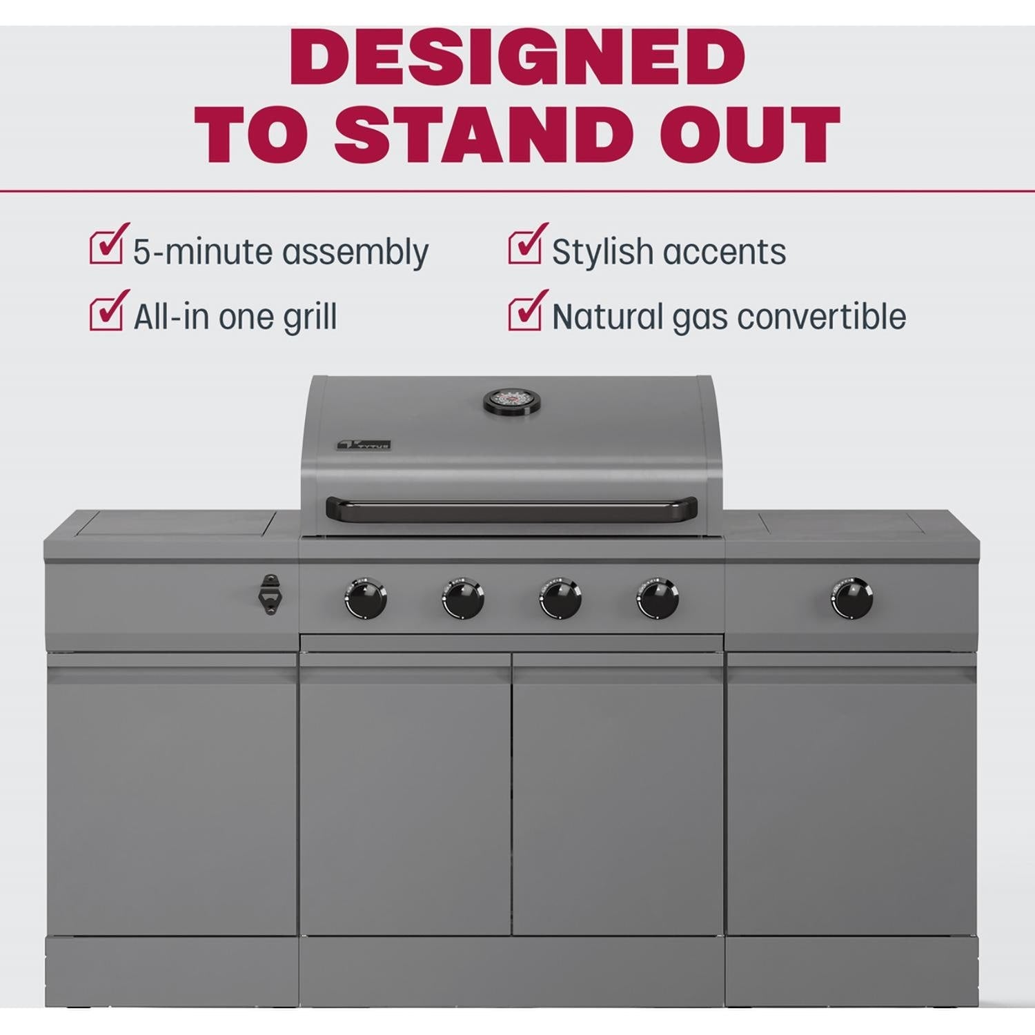 TYTUS Fresno Series 5-Burner Propane Island Grill in Gunmetal Gray  - TDT-021-0101 - Image 9
