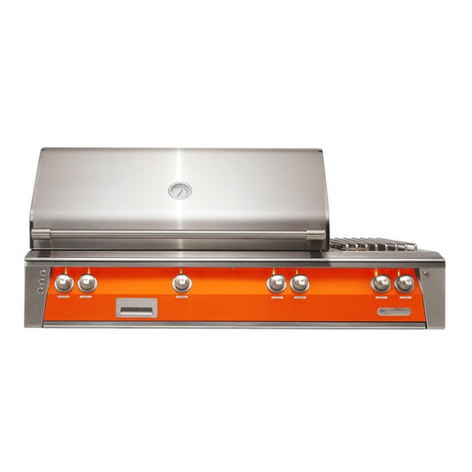 Alfresco ALXE 56-Inch Built-In Natural Gas Deluxe Grill With Sear Zone, Rotisserie, And Side Burner in Luminous Orange - ALXE-56SZ-NG-S2005 - Image 1