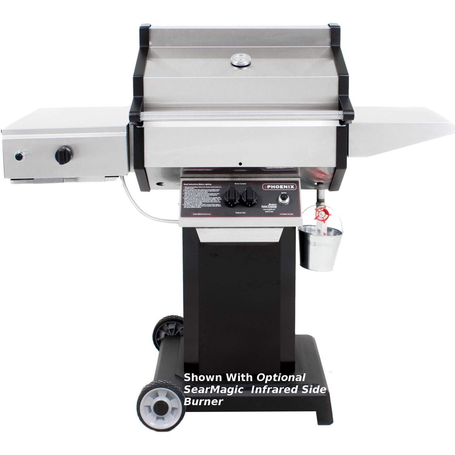 Phoenix SDBOCP Stainless Steel Propane Gas Grill Head On Black Aluminum Pedestal Cart - Image 2