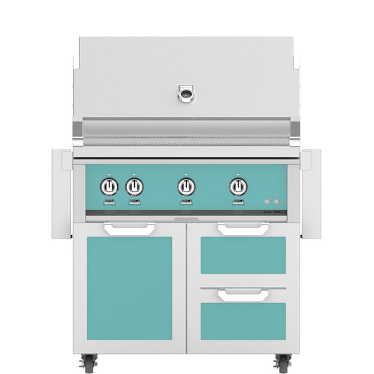 Hestan 36-in Propane Grill w/ Sear Burner & Rotisserie On Double Drawer & Door Tower Cart - Bora Bora - Image 1