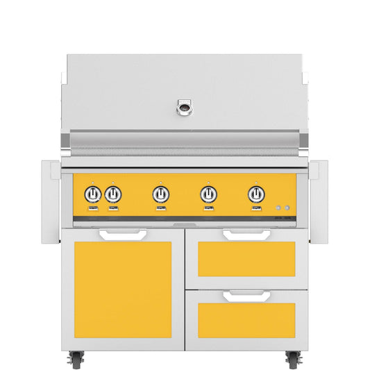 Hestan 42-Inch Propane Gas Grill W/ Rotisserie On Double Drawer & Door Tower Cart - Sol - GABR42-LP-YW - Image 1
