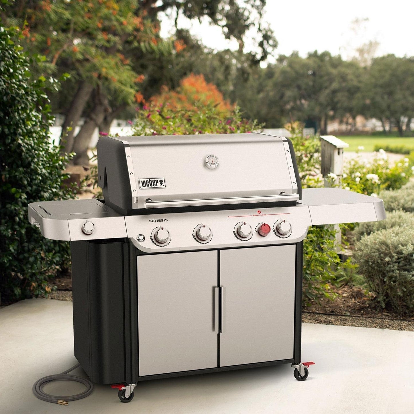 Weber Genesis S-435 Natural Gas Grill w/ Sear Zone & Side Burner - Stainless Steel - 38400001 - Image 2