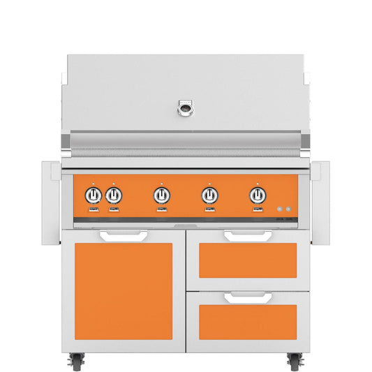 Hestan 42-Inch Propane Gas Grill W/ Rotisserie On Double Drawer & Door Tower Cart - Citra - GABR42-LP-OR - Image 1