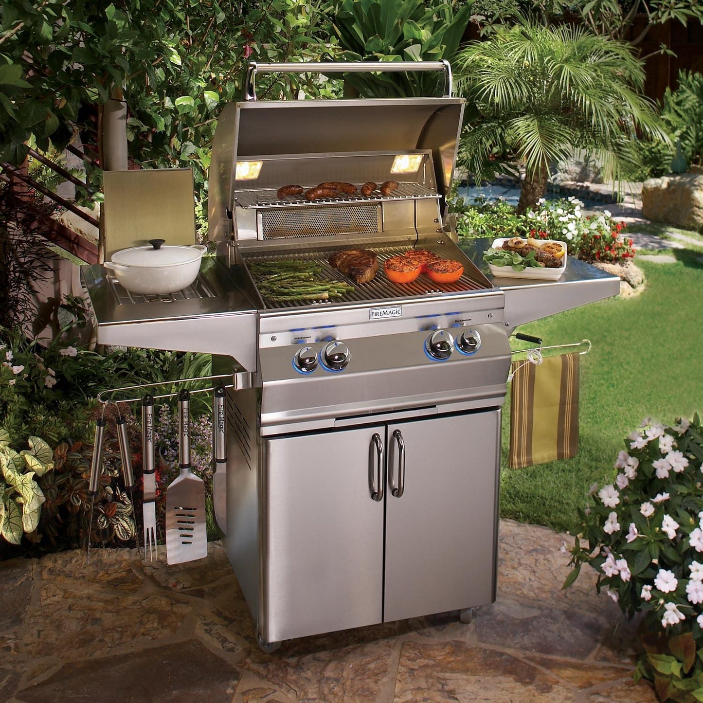 Fire Magic Aurora A430S 24-Inch Propane Gas Grill With Side Burner And Analog Thermometer - A430S-7EAP-62