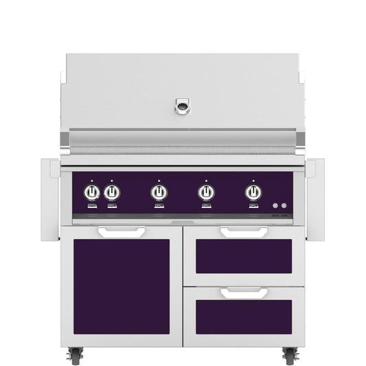 Hestan 42-in Propane Grill w/ Sear Burner & Rotisserie On Double Drawer & Door Tower Cart - Lush - Image 1