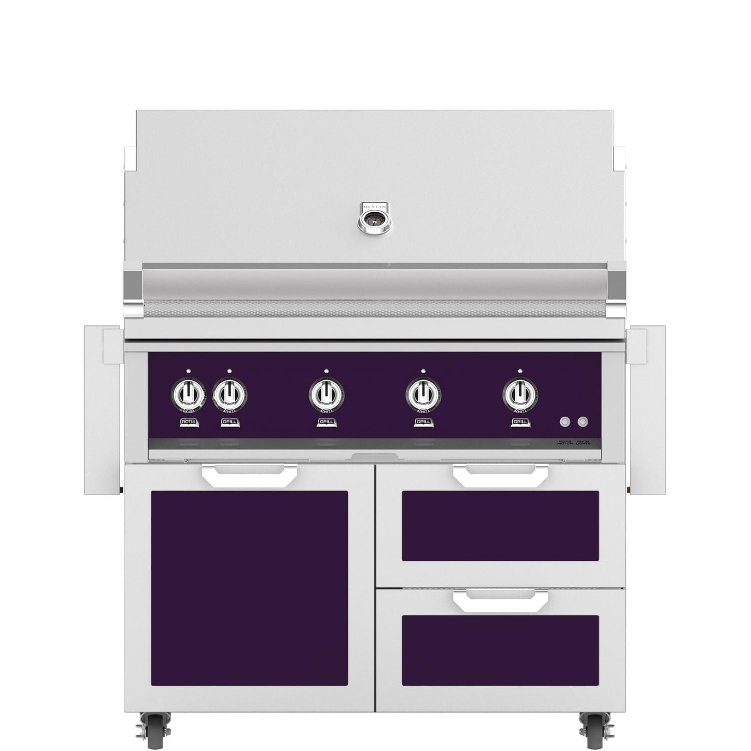 Hestan 42-Inch Natural Gas Grill W/ Sear Burner & Rotisserie On Double Drawer & Door Tower Cart - Lush - GMBR42-NG-PP - Image 1
