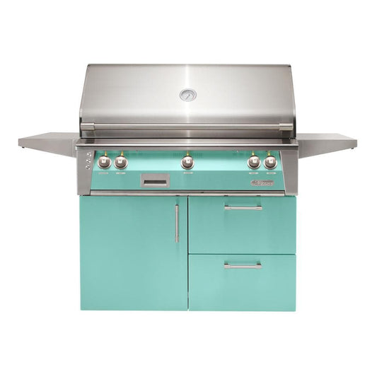 Alfresco ALXE 42-Inch Freestanding Propane Grill On Deluxe Cart With Sear Zone And Rotisserie in Light Green - ALXE-42SZCD-LP-S6027 - Image 1