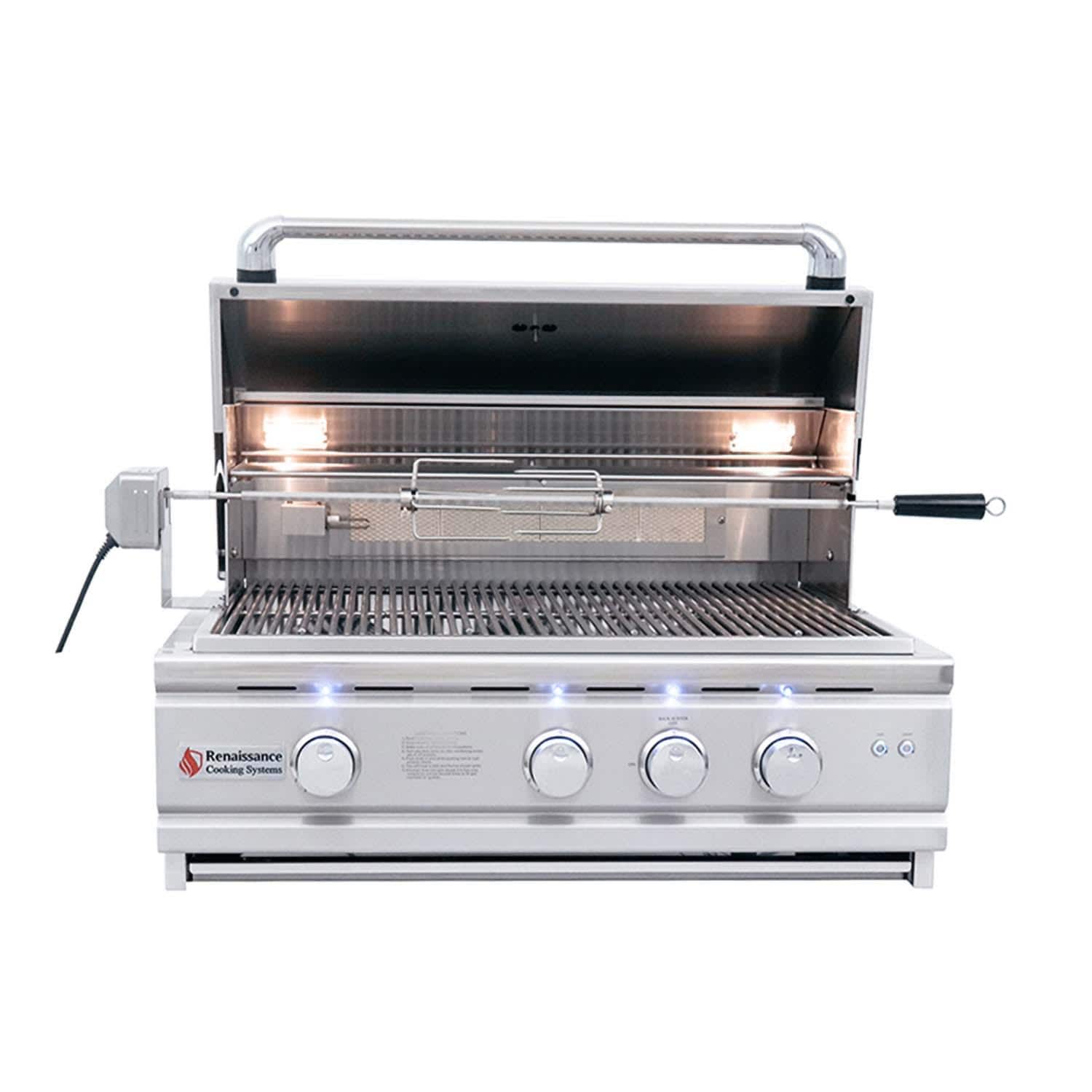 RCS Cutlass Pro 30 Inch Built-In Natural Gas Grill w/ Ceramic Briquette Tray Flame Tamers - RON30B - Image 7