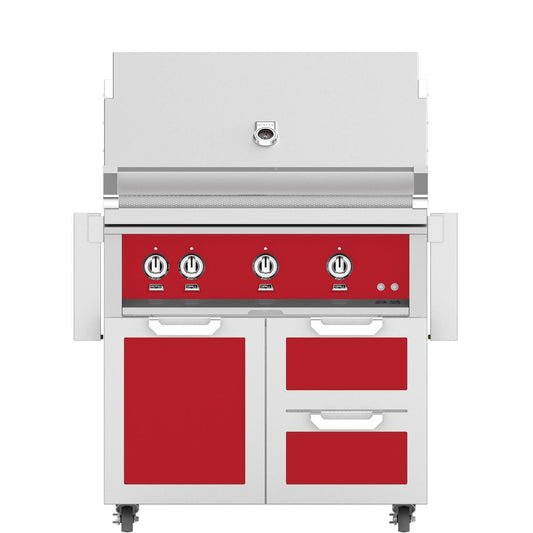 Hestan 36-Inch Natural Gas Grill W/ Sear Burner & Rotisserie On Double Drawer & Door Tower Cart - Matador - GMBR36-NG-RD - Image 1