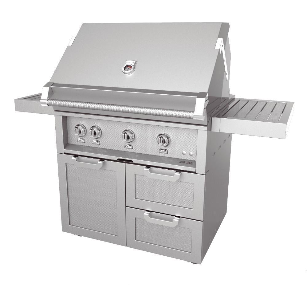 Hestan 36-Inch Propane Gas Grill W/ Rotisserie On Double Drawer & Door Tower Cart - Steeletto - GABR36-LP-SS - Image 3