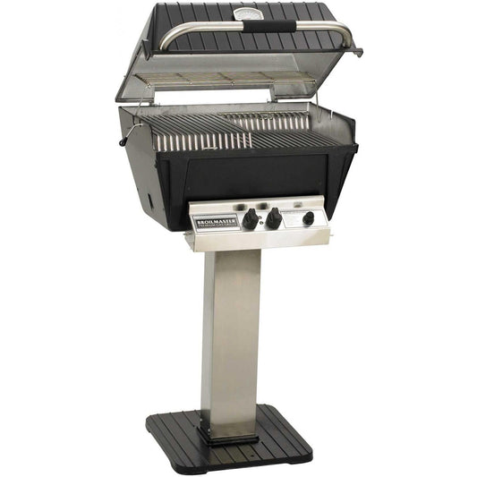 Broilmaster P4-XF Premium Propane Gas Grill On Stainless Steel Patio Post - Image 1