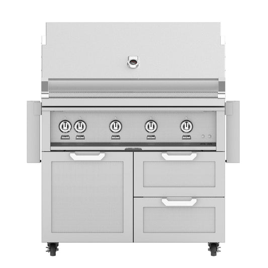 Hestan 42-Inch Natural Gas Grill W/ Sear Burner & Rotisserie On Double Drawer & Door Tower Cart - Steeletto - GMBR42-NG-SS - Image 1