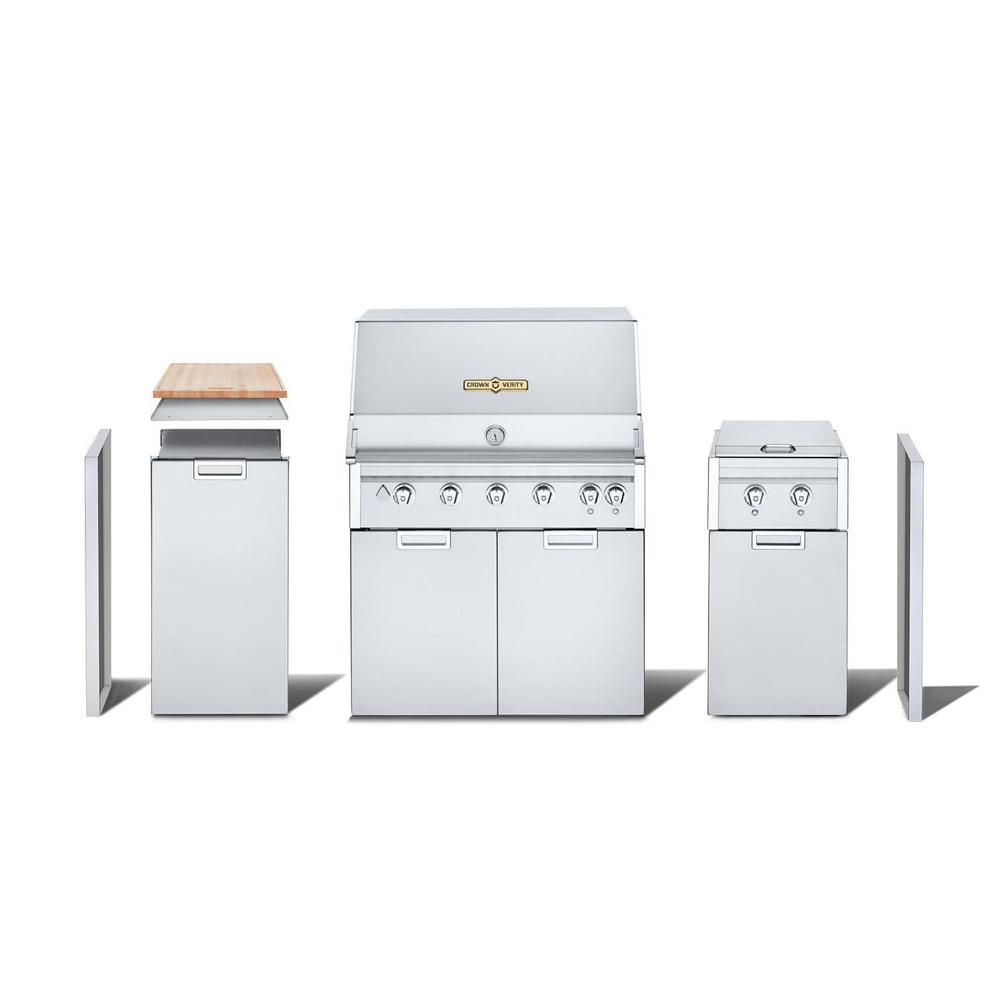 Crown Verity Infinite Series 36-Inch Natural Gas Grill Modular Island Bundle W/Storage Cabinet W/Cutting Board, & Sideburner - IGM36NG - Image 1