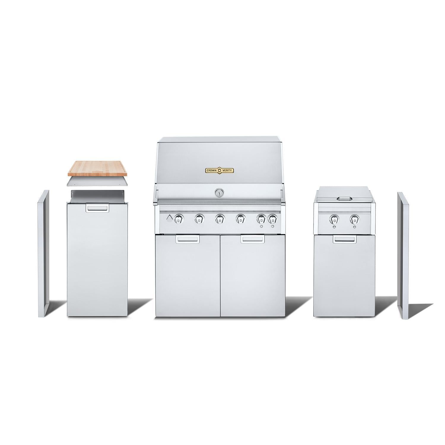 Crown Verity Infinite Series 36-Inch Natural Gas Grill Modular Island Bundle W/Storage Cabinet W/Cutting Board, & Sideburner - IGM36NG - Image 1