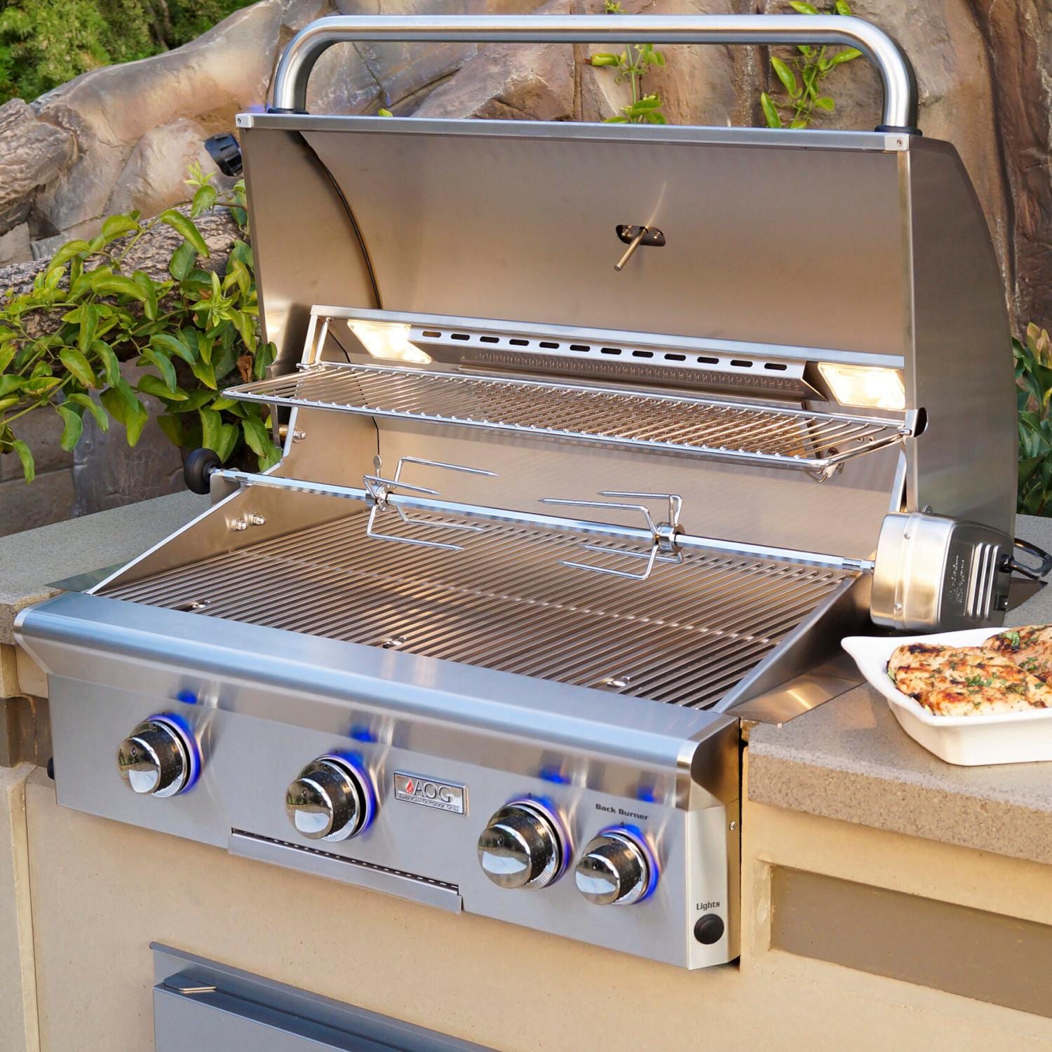 American Outdoor Grill L-Series 30-Inch 3-Burner Built-In Natural Gas Grill With Rotisserie - 30NBL - Image 11