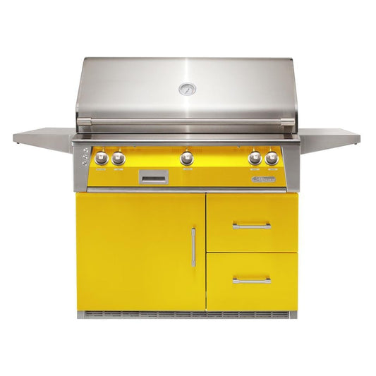 Alfresco ALXE 42-Inch Freestanding Propane Grill On Refrigerated Cart With Rotisserie in Traffic Yellow - ALXE-42RFG-LP-S1023 - Image 1